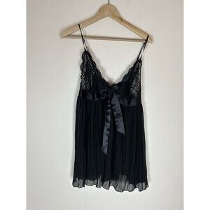 Victoria’s Secret silky black lace nightgown lingerie négligée size XL Goth